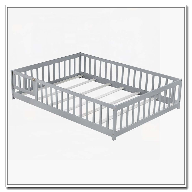 Lit en bois, Gris, Lit double