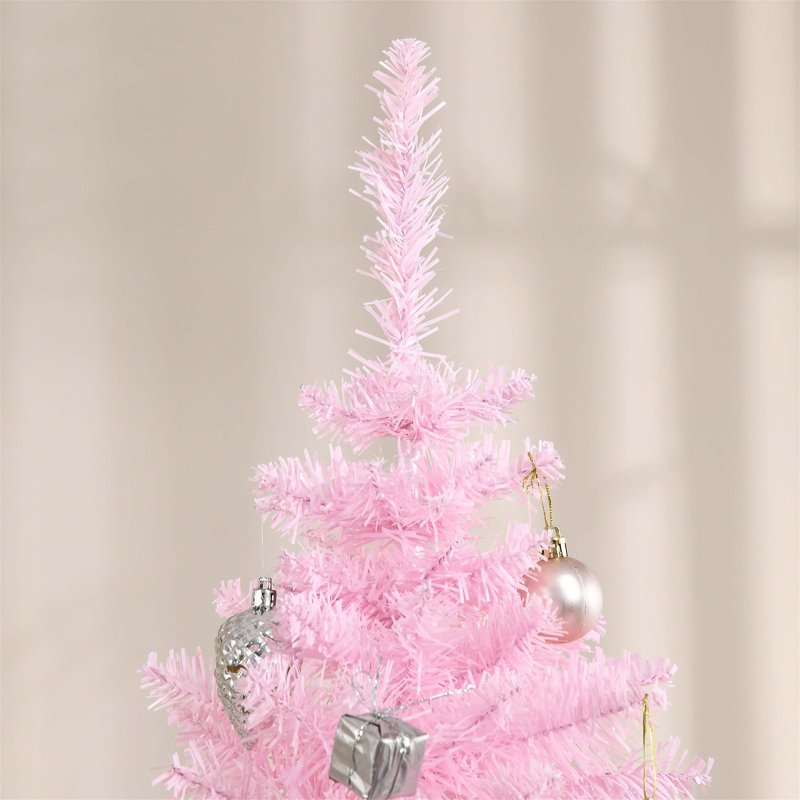 6' Artificial Pencil Christmas Tree, Slim Xmas Tree with 390 Realistic Branch Tips, 6'