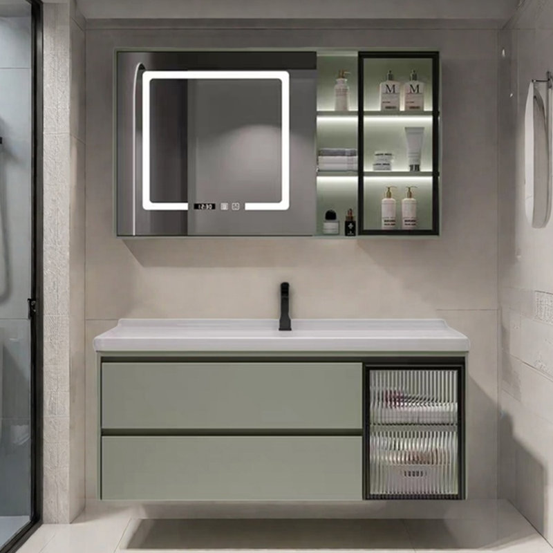 Armoire de salle de bain au style doux.