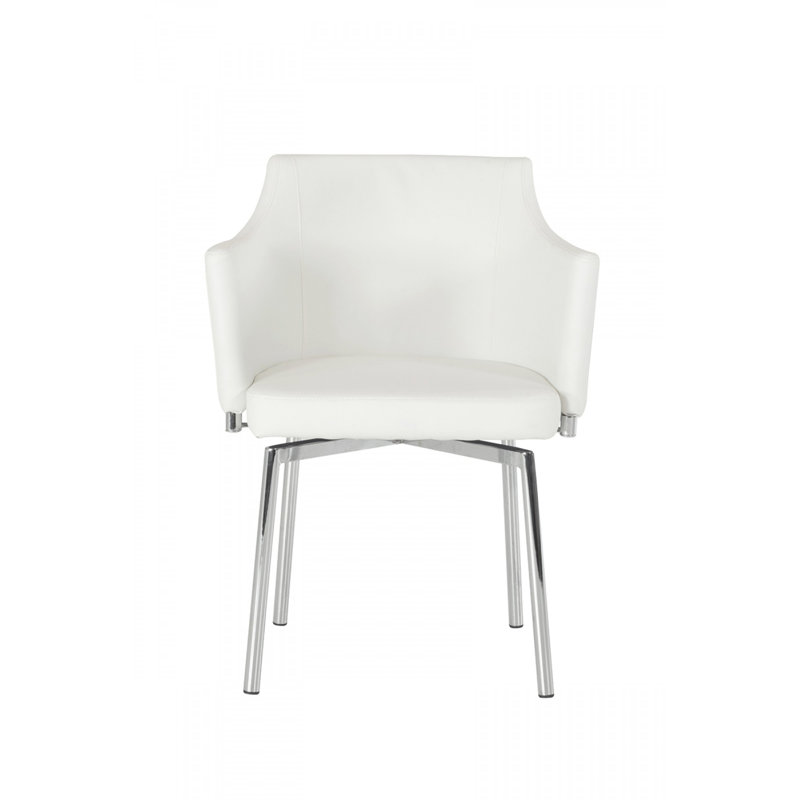 Fauteuil Oman en chrome, Similicuir blanc brillant