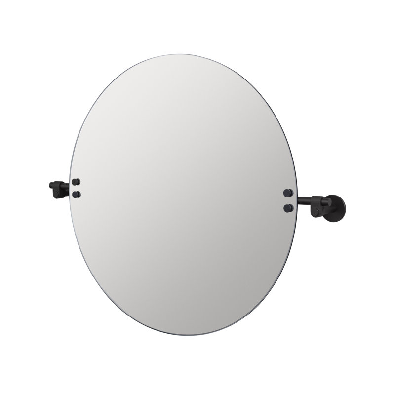 Small Round Vanity & Dresser Mirror, 23.6" x 28.94", Satin Black