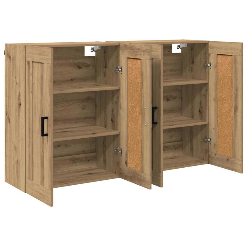  Wall-Mounted Cabinet 2 Pcs Black Oak 69.5 X 34 X 90 Cm, Artisan Oak