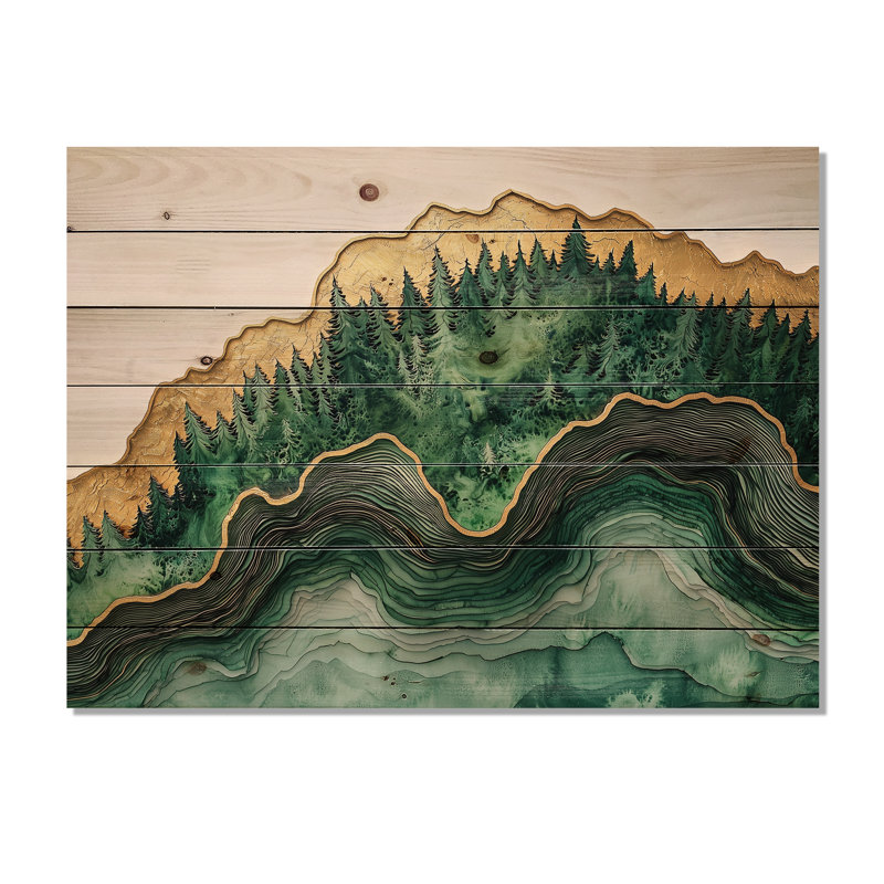 Forêt forêt de cristal émeraude II - décoration murale en bois forêt - sur bois de pin naturel, H 10 po x l 20 po