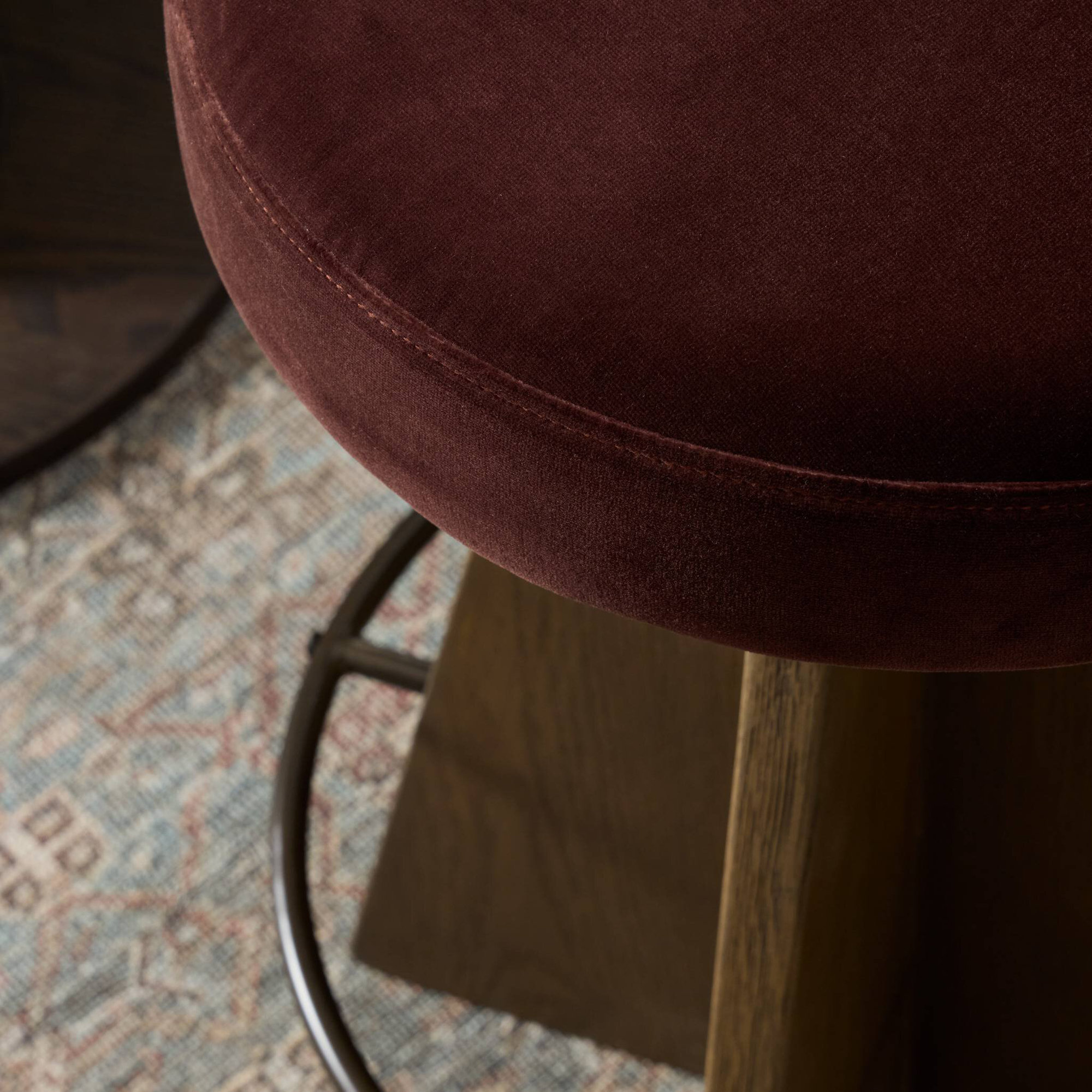 Avari Swivel Upholstered, Surrey Plum, Bar Stool (31" Seat Height), Brown