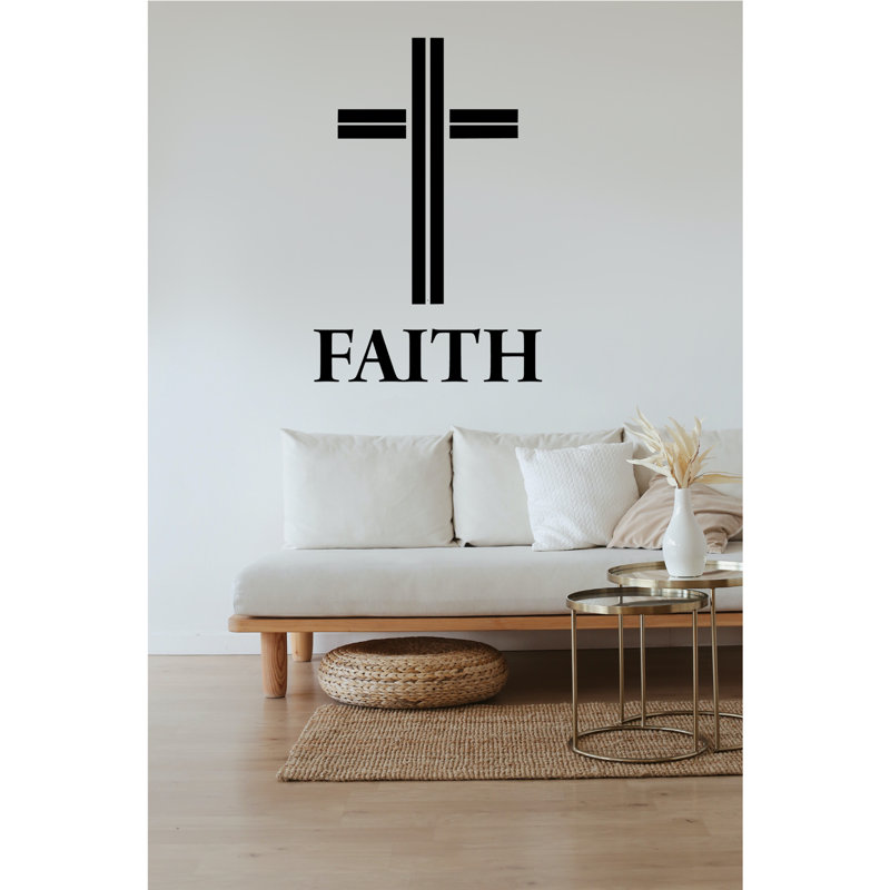 Autocollant en vinyle Faith Cross Christian, H 11 po x l 7 po x P 4 po, Noir, noir, noir, noir