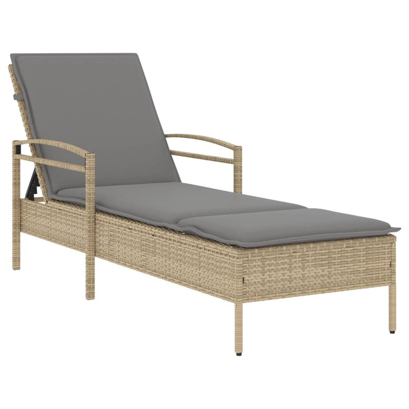 Dossier réglable standard Sun Lounger PE Rattan, Gris clair, Beige