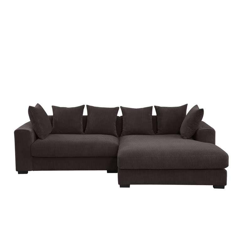 Naomi 3 - Piece Upholste Sectional, Dark Brown Corduroy