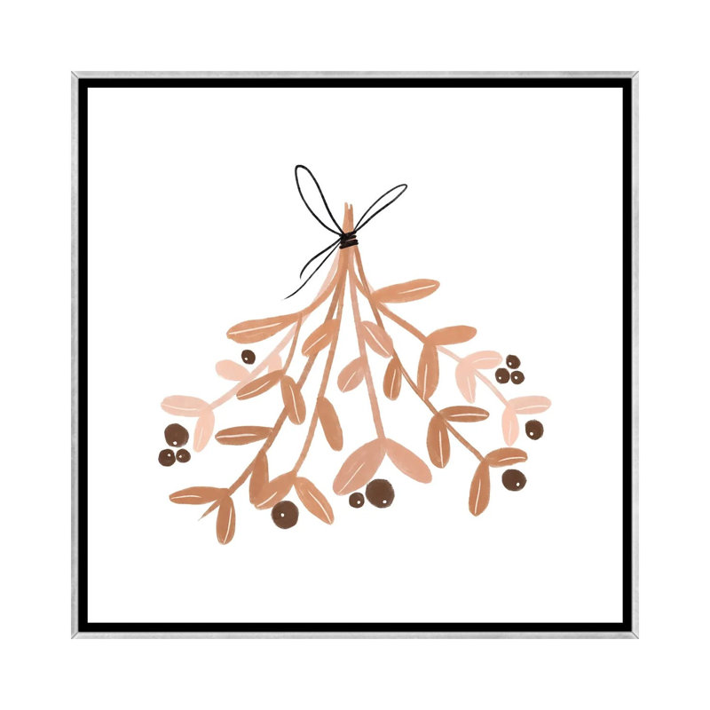 « Mistletoe » par Orara studio, reproduction d’art, H 37 po x l 37 po x P 1,5 po, Toile avec cadre argenté, Pas de tapis
