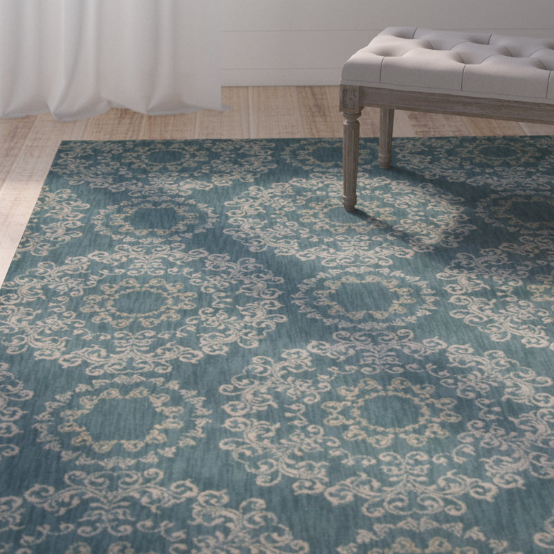Tapis bleu turquoise Fonzo, Rectangle 3 pi 9 po x 5 pi 9 po