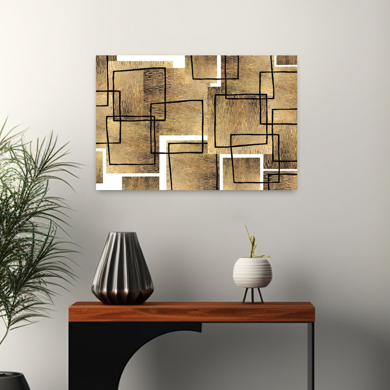 Art contemporain abstrait connecté, H 16 po x l 24 po