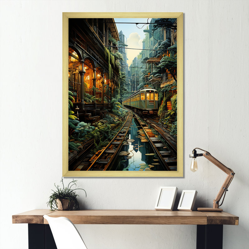 «Luxurious Relaxing Train Journey II», reproduction sur toile, Cadre doré simple, H 20 po x l 12 po x P 1 po