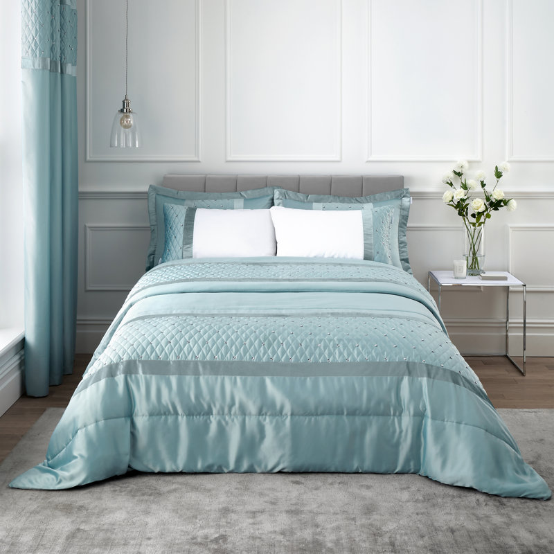 Sequin Cluster 240x260cm Bedspread, Duck Egg
