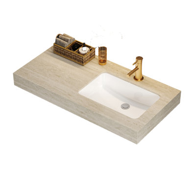 36 po. X 20 po. Comptoir de meuble-lavabo intégré en pierre frittée pour robinet à un trou, aucun assemblage de meuble-lavabo requis avec lavabo en céramique encastré