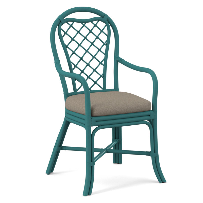 Trellis Dining Arm Chair, Beige Performance Fabric; 0851-73, Celery