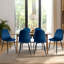 Ensemble de 4 chaises de salle à manger modernes en velours, chaises d'appoint rembourrées avec pieds en métal noir, chaises d'appoint confortables pour le salon, la chambre à coucher, le restaurant et la salle à manger, bleu foncé
