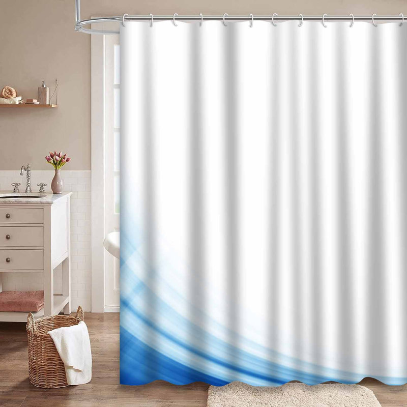 Rideau de douche abstrait abstrait bleu clair avec 12 crochets, L 72 po x l 84 po