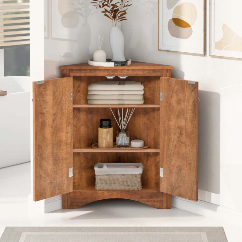 Versatile Bathroom Storage Cabinet With Adjustable Shelves And Moisture-Proof Design, Ideal For Home Organization, Brown