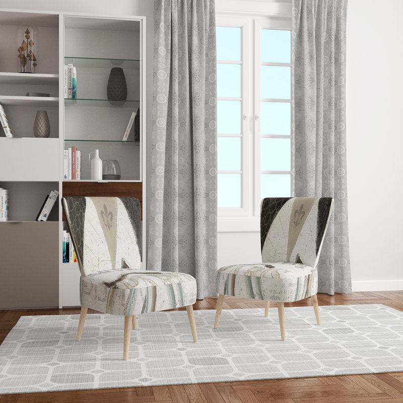 Upholstered Floral Side Chair - Modern floral Accent Chair, Ombre Gray Polyester Blend 4