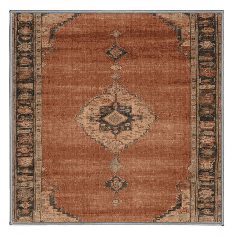 Tapis brun lavable à la machine, Carré 5 pi
