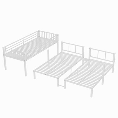 Twin over Twin & Twin Bunk Beds for 3, Twin XL over Twin & Twin Bunk Bed Metal Triple Bunk Bed, White