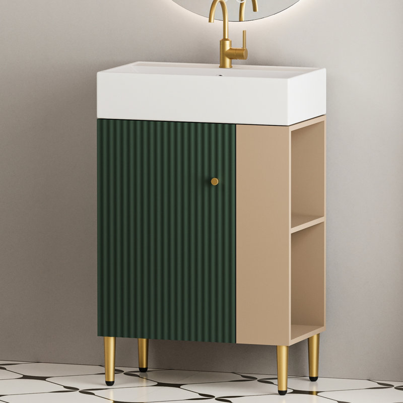 Meuble-lavabo de salle de bain avec lavabo en céramique et fabrication de qualité - 21,6 po 24Vb06-21Lvr