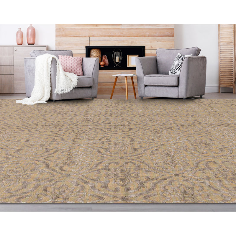 Wool Moroccan Area Rug in Gold