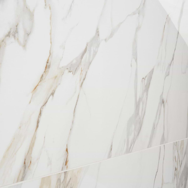 Minera 48X48 Marble Look Polished Porcelain Tile, Aurora Gold