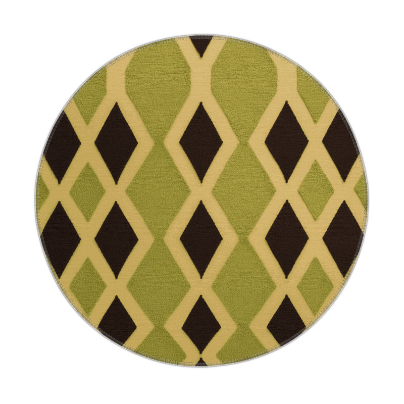 Trellis Brown Indoor and Outdoor Area Rug, Round 5'