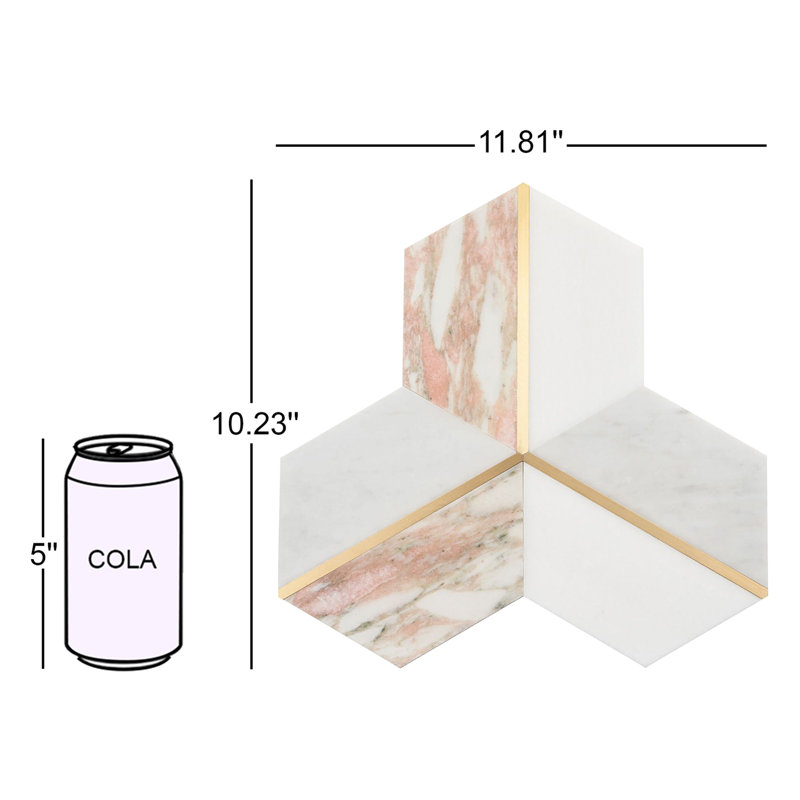 Carrelage mosaïque en marbre 10 po x 12 po Timbira, Rosa