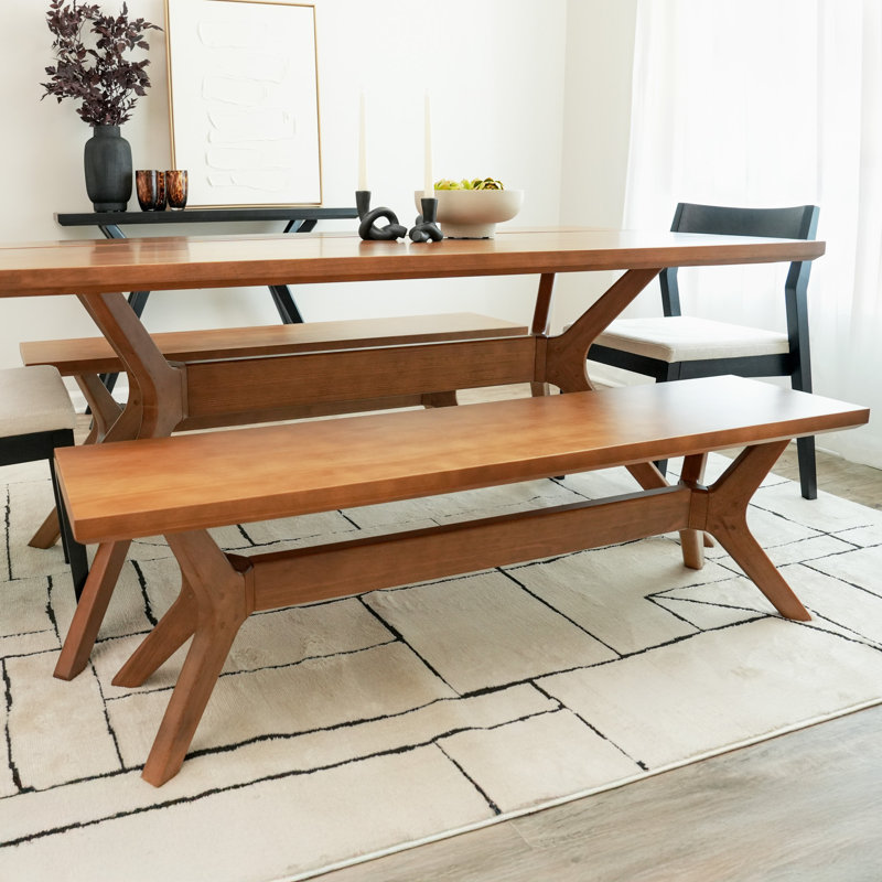 Banc de salle à manger à pieds croisés Muhsina (60 po / 1520 mm), Pécan