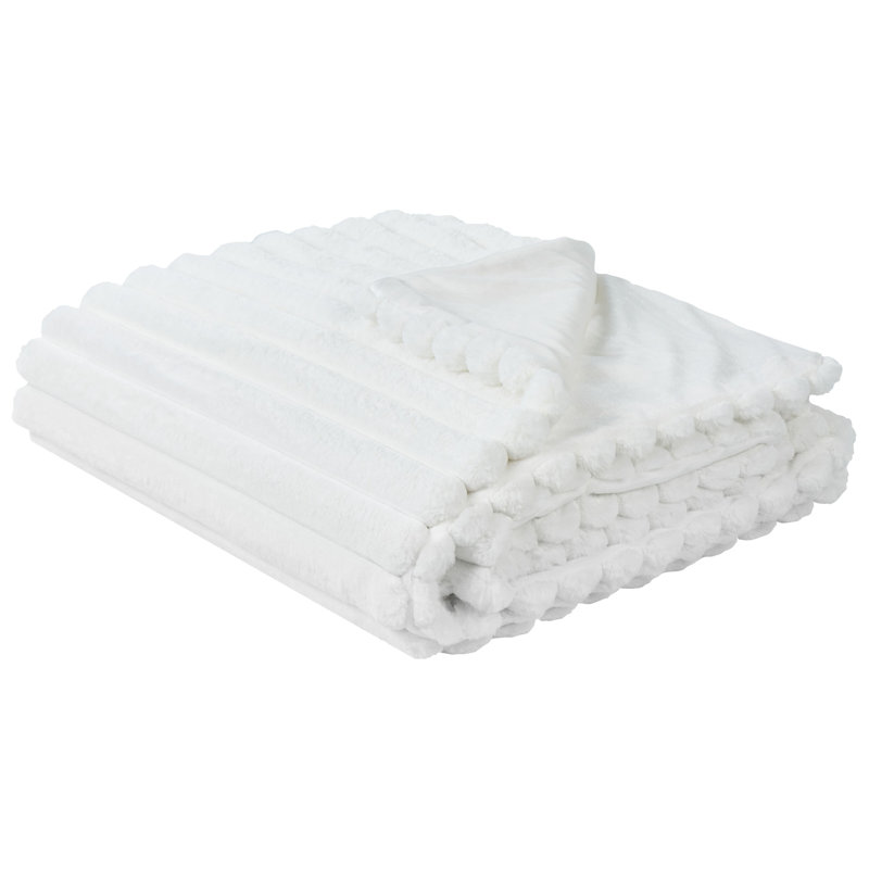 RAKYA Polyester Striped Bedspread, White