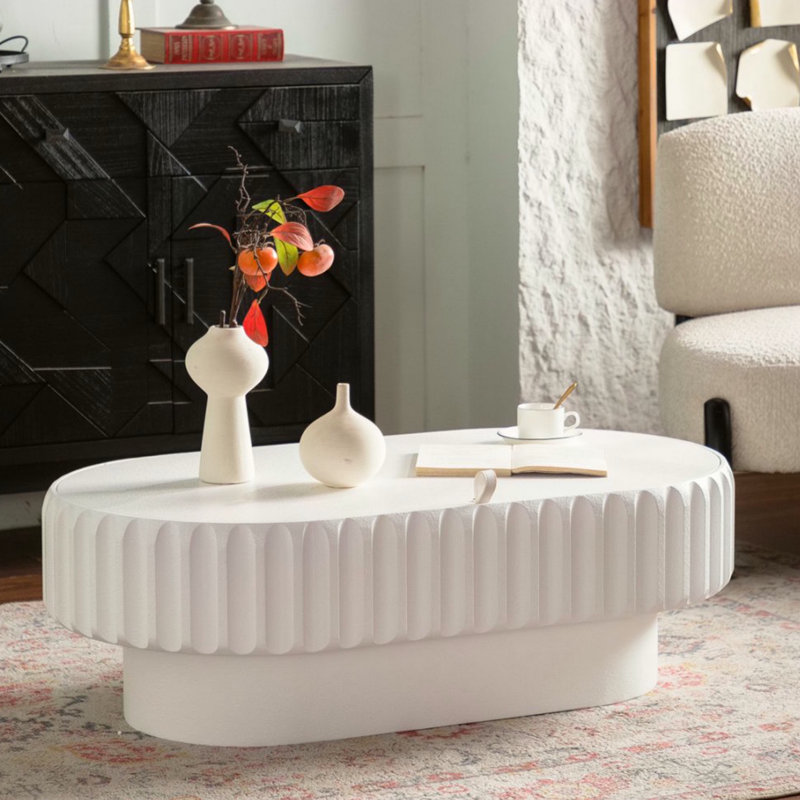Table de rangement cannelée avec couvercle amovible