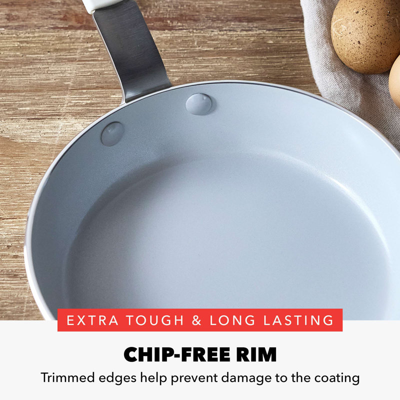Cream 8" Aluminum Fry Pan with Ceramic Nonstick Coating