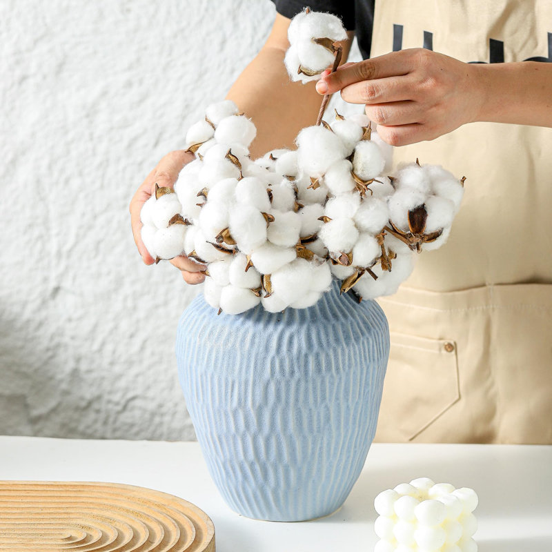 Vase en céramique 7,8 pouces, Bleu mat