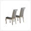 Table de salle à manger rectangulaire en verre inerte plateau argenté 7 pièces Table de salle à manger 6 chaises latérales capitonnées