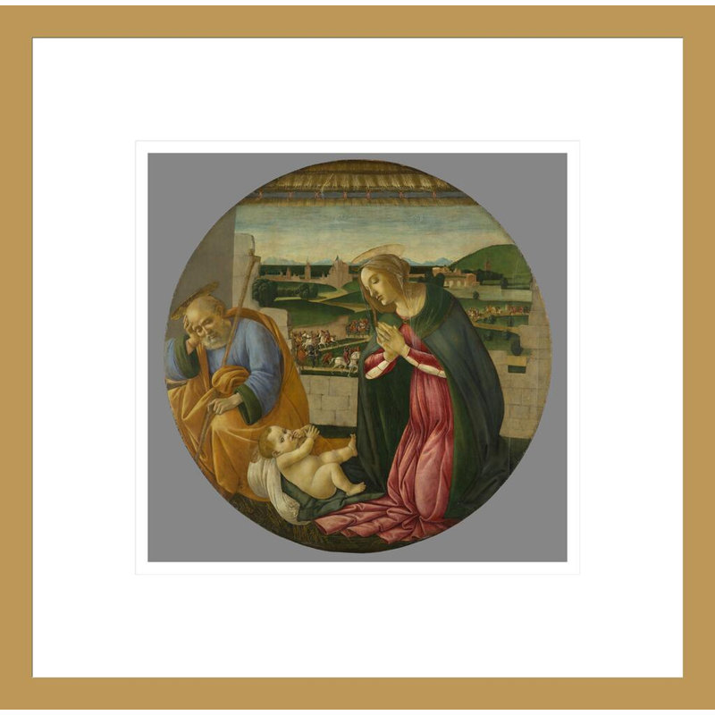 «The Adoration of the Child» par Sandro Botticelli - Estampe numérique encadrée, H 13,75 po x l 13,95 po