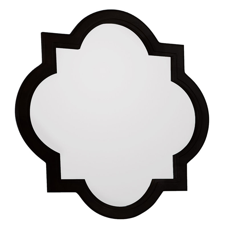 Black Quatrefoil Waterproof Wood Bathroom Vanity Mirror