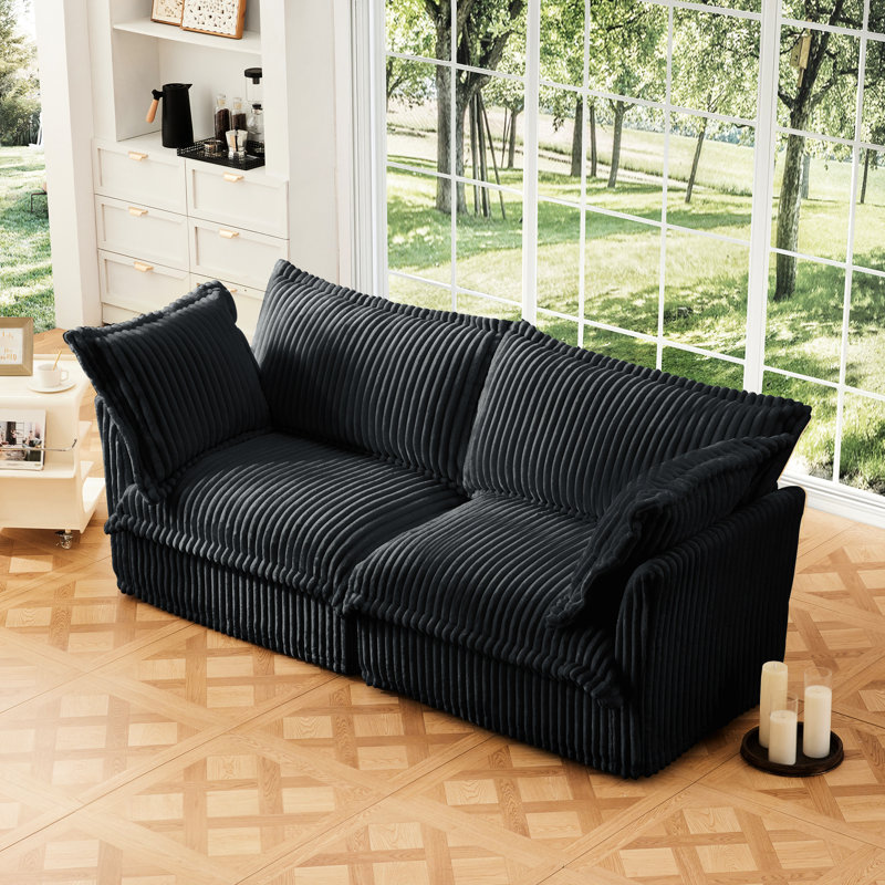 Housse détachable 2 avec assise profonde et confortable pour un petit salon en velours côtelé 2 places, Grey