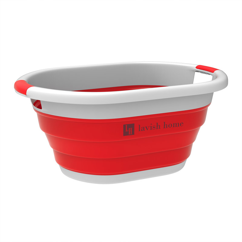 Panier pliable - Panier à main escamotable polyvalent peu encombrant pour les produits de nettoyage et plus, rouge