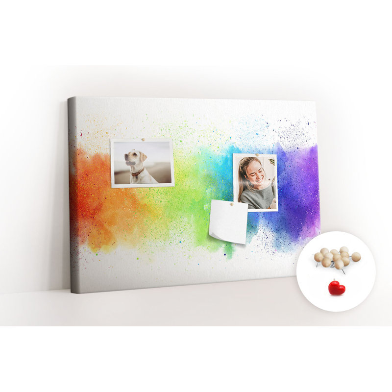 Wall Mounted cork board with print decorative wall message pin boards for office bulletin board ideas Abstract rainbow