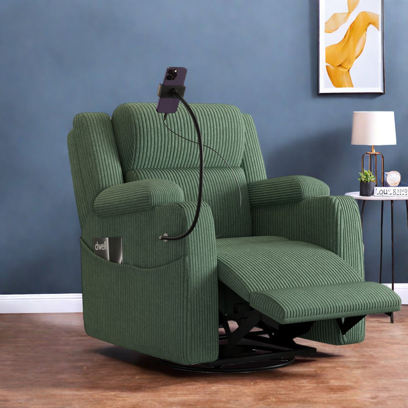 Fauteuils inclinables électriques modernes avec rangement, fauteuil réglable en velours côtelé pour la maison