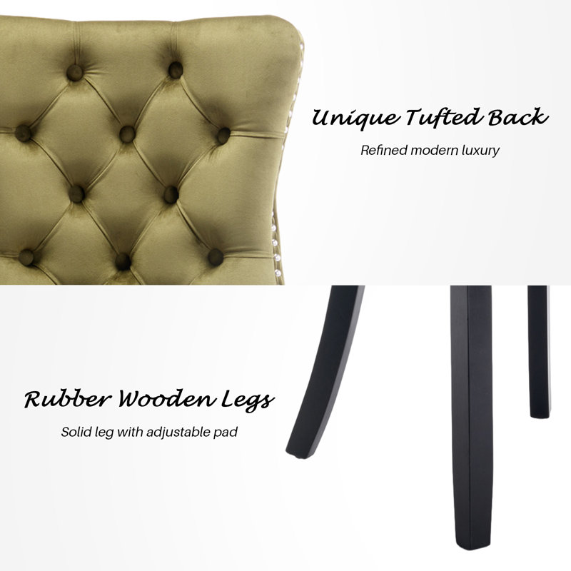 Keikilani Tufted Velvet WingBack Dining Side Chairs, Olive