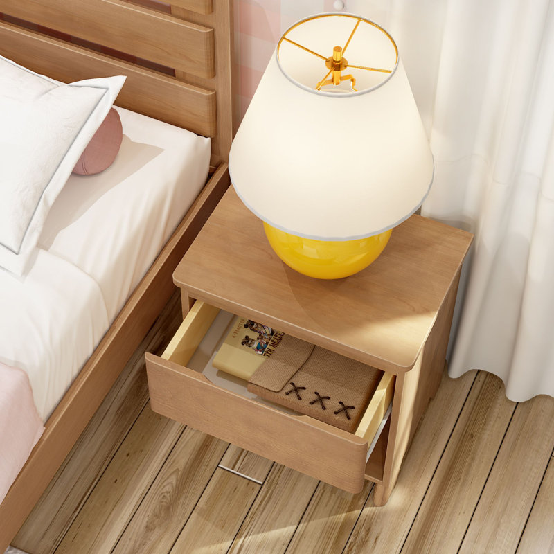 Kathryn 1 Drawer Solid Wood Nightstand, Pecan Wirebrush
