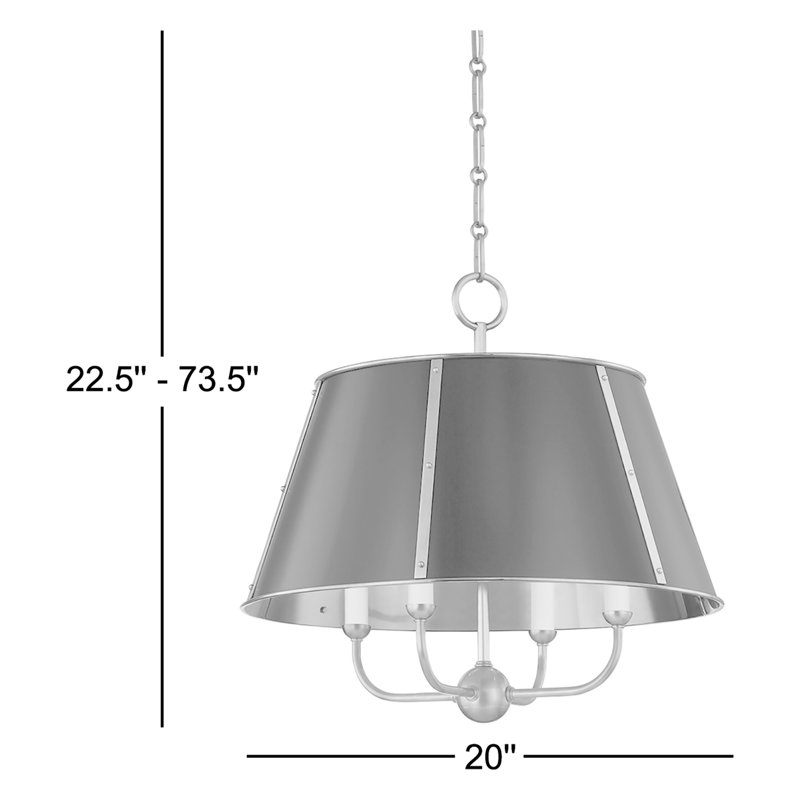 Cambridge Stainless Steel 4-Light Chandelier, Aged Brass/Darkest Blue