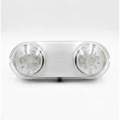 E2 LIGHTING Outdoor Dual Head Emergency Light | IP65 Waterproof | 2.4W | 90-Min Battery Backup | 120-277V