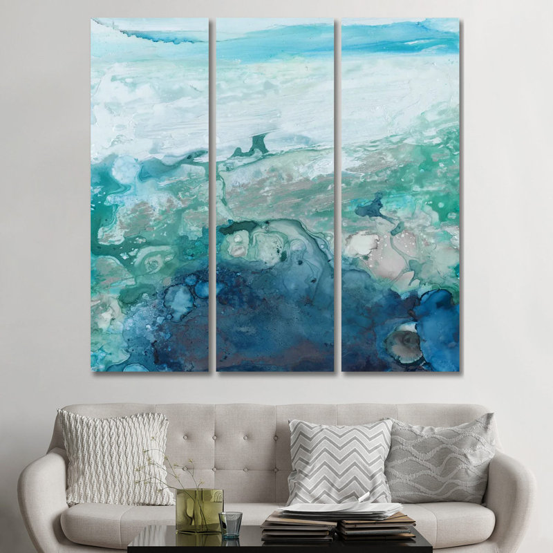 Monde sous les vagues - ensemble d'art mural sur toile tendue (ensemble de 3)