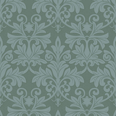 Rococo Relief - Blue Green Wallpaper