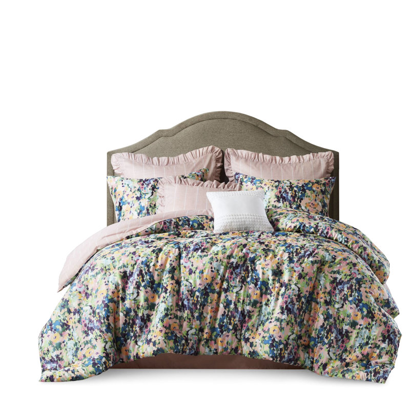 King 8 - Piece Comforter , Digital Print Floral Theme, Tailored Bed Skirt Layout, Fluffy Fill Content Flowers, ,