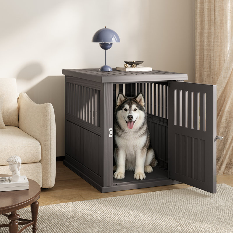 Table de bout décorative pour cage de chien - Mobilier de niche pour petits et moyens chiens, Médium, Gris