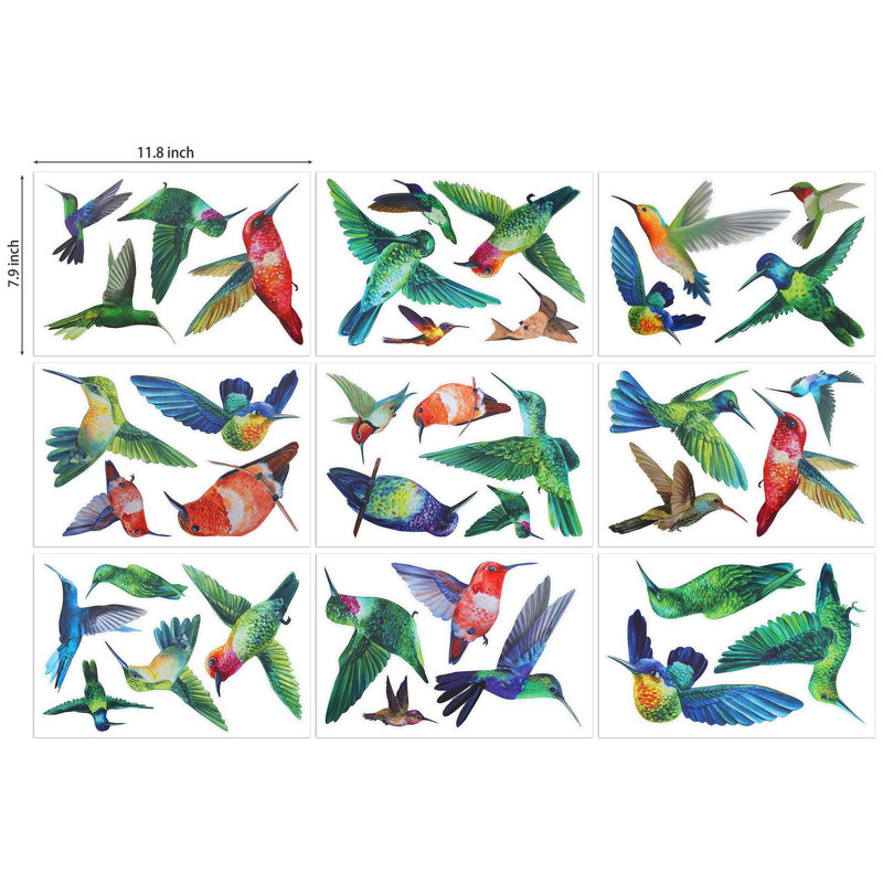 38 PCS Anti-Collision Window Clings Hummingbird Reminder Window Decals Non Adhesive for Bird Strikes